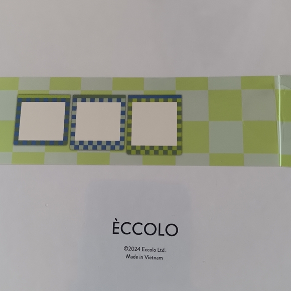 NEW Eccolo Layered Notepad Checkerboard Boarder Blue Green White Unlined Pages - Picture 2 of 5